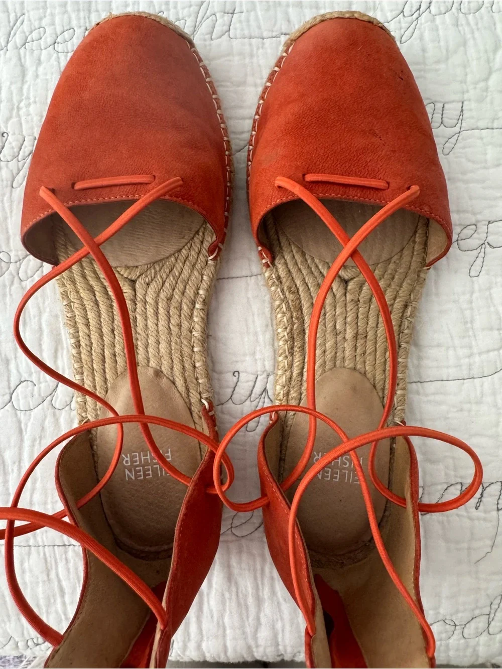 Elieen Fisher Coral Suede Espadrille Bungee Flats, 9